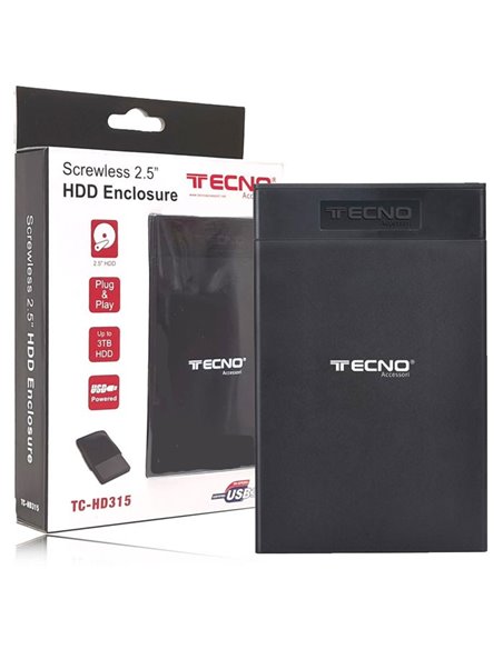 BOX ESTERNO 2.5' HDD SATA USB 3.0 TC-HD315 TECNO PER HARD DISK FINO A 3TB CON SLOT SCORREVOLE COLORE NERO