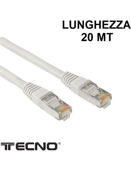 CAVO DI RETE CAT6 - LUNGHEZZA 20 MT - CONNETTORE RJ-45 TECNO 24.106