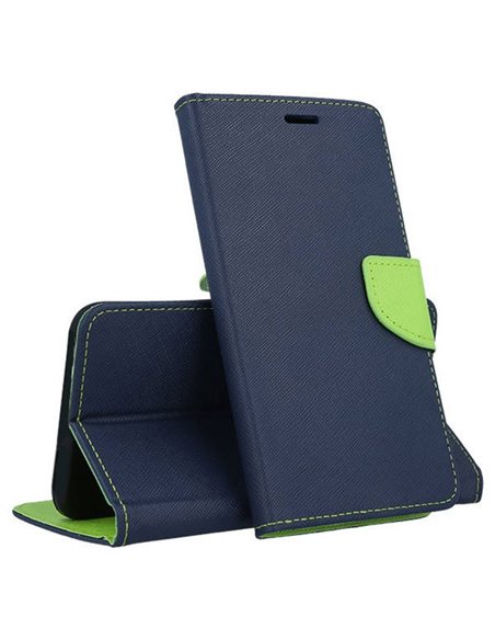 CUSTODIA per APPLE IPHONE 14 PLUS (6.7') - FLIP ORIZZONTALE CON INTERNO IN TPU SILICONE, STAND E TASCHE PORTA CARTE COLORE BLU