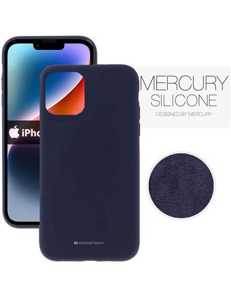 CUSTODIA per APPLE IPHONE 14 PLUS (6.7') IN SILICONE CON INTERNO IN MICROFIBRA COLORE BLU ALTA QUALITA' MERCURY BLISTER