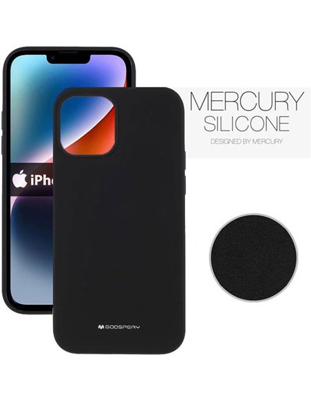 CUSTODIA per APPLE IPHONE 14 PLUS (6.7') IN SILICONE CON INTERNO IN MICROFIBRA COLORE NERO ALTA QUALITA' MERCURY BLISTER