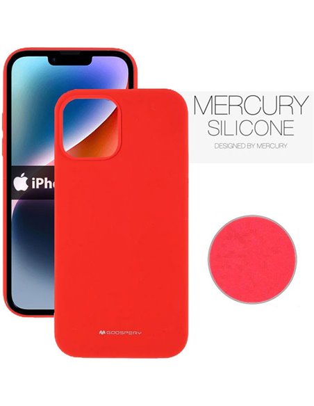 CUSTODIA per APPLE IPHONE 14 PLUS (6.7') IN SILICONE CON INTERNO IN MICROFIBRA COLORE ROSSO ALTA QUALITA' MERCURY BLISTER