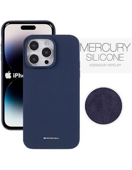 CUSTODIA per APPLE IPHONE 14 PRO MAX (6.7') IN SILICONE CON INTERNO IN MICROFIBRA COLORE BLU ALTA QUALITA' MERCURY BLISTER