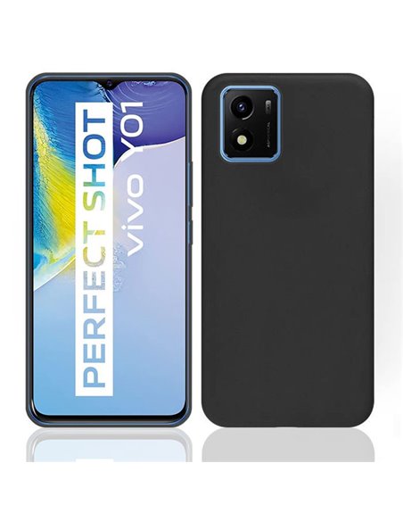 CUSTODIA per VIVO Y01, Y15s IN GEL TPU SILICONE SLIM COLORE NERO SATINATO