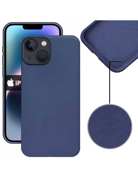 CUSTODIA per APPLE IPHONE 14 PLUS (6.7') IN SILICONE CON EFFETTO SOFT TOUCH ED INTERNO IN MICROFIBRA COLORE BLU VERSIONE ECO