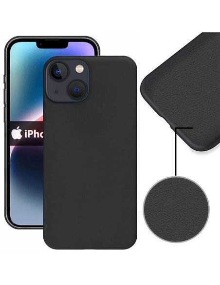 CUSTODIA per APPLE IPHONE 14 PLUS (6.7') IN SILICONE CON EFFETTO SOFT TOUCH ED INTERNO IN MICROFIBRA COLORE NERO VERSIONE ECO