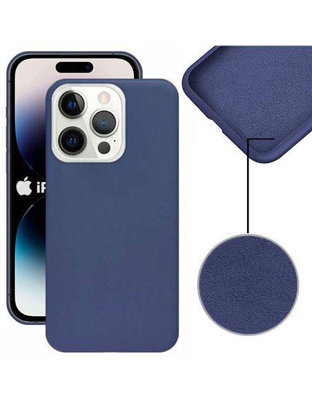 CUSTODIA per APPLE IPHONE 14 PRO (6.1') IN SILICONE CON EFFETTO SOFT TOUCH ED INTERNO IN MICROFIBRA COLORE BLU VERSIONE ECO