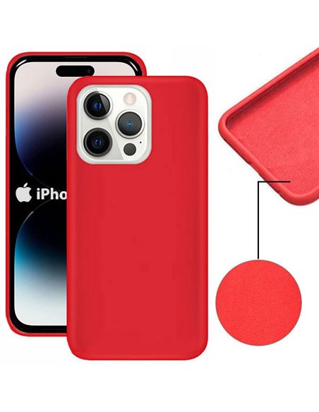 CUSTODIA per APPLE IPHONE 14 PRO (6.1') IN SILICONE CON EFFETTO SOFT TOUCH ED INTERNO IN MICROFIBRA COLORE ROSSO VERSIONE ECO