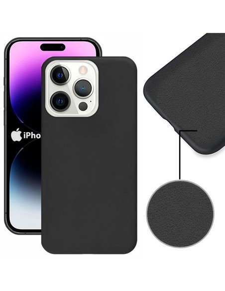 CUSTODIA per APPLE IPHONE 14 PRO MAX (6.7') IN SILICONE CON EFFETTO SOFT TOUCH ED INTERNO IN MICROFIBRA COLORE NERO VERSIONE ECO