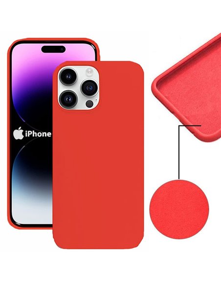 CUSTODIA per APPLE IPHONE 14 PRO MAX (6.7') IN SILICONE CON EFFETTO SOFT TOUCH ED INTERNO IN MICROFIBRA COLORE ROSSO VERSIONE EC