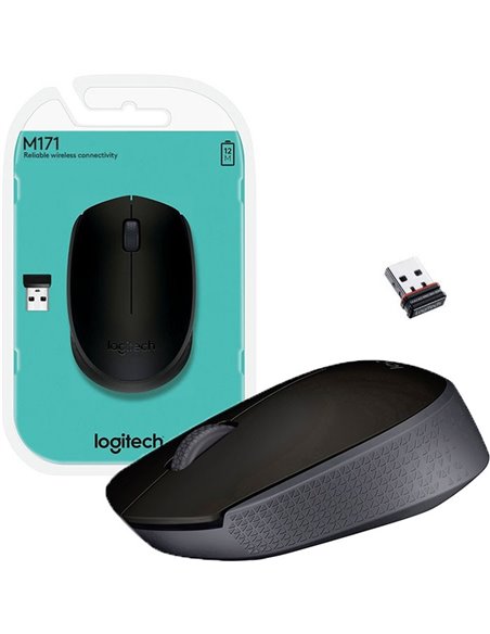 MOUSE OTTICO WIRELESS 2.4GHz USB M171 LOGITECH CON RAGGIO DI AZIONE 10 METRI  910-004424 NERO BLISTER