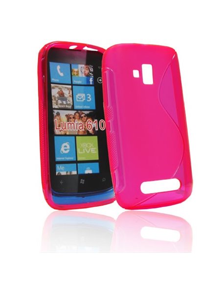 CUSTODIA GEL TPU SILICONE DOUBLE per NOKIA LUMIA 610 COLORE ROSA