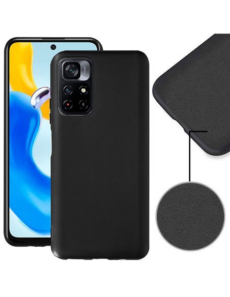 CUSTODIA per XIAOMI REDMI NOTE 11s 5G, POCO M4 PRO 5G - SILICONE EFFETTO SOFT TOUCH INTERNO IN MICROFIBRA NERO VERSIONE ECO