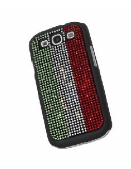 CUSTODIA RIGIDA CON STRASS per SAMSUNG I9300 Galaxy S3, I9300i Galaxy S3 Neo BANDIERA ITALIA