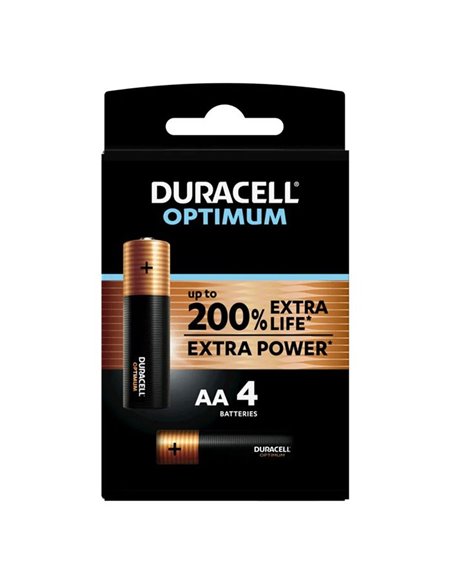 BATTERIE STILO AA LR6 - FINO AL 200% DI EXTRA DURATA ED EXTRA ENERGIA - BLISTER DA 4 PEZZI MX1500 DURACELL OPTIMUM