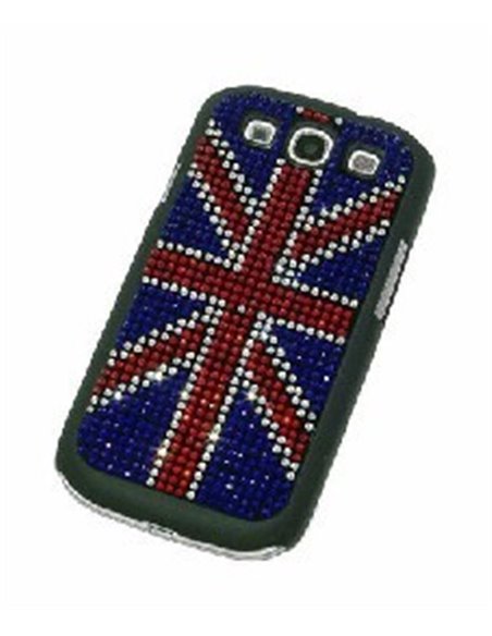 CUSTODIA RIGIDA CON STRASS per SAMSUNG I9300 Galaxy S3, I9300i Galaxy S3 Neo BANDIERA INGHILTERRA