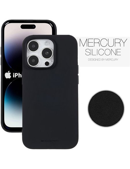 CUSTODIA per APPLE IPHONE 14 PRO MAX (6.7') IN SILICONE CON INTERNO IN MICROFIBRA COLORE NERO ALTA QUALITA' MERCURY BLISTER