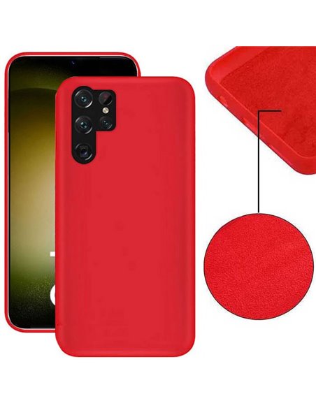 CUSTODIA per SAMSUNG GALAXY S23 ULTRA - IN SILICONE EFFETTO SOFT TOUCH CON INTERNO IN MICROFIBRA COLORE ROSSO VERSIONE ECO