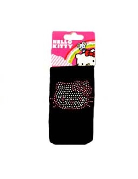 CALZINO IN COTONE COLORE NERO CON LOGO VISO HELLO KITTY IN STRASS