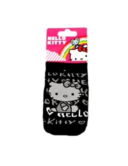 CALZINO IN COTONE COLORE NERO CON LOGO HELLO KITTY IN BIANCO E NERO