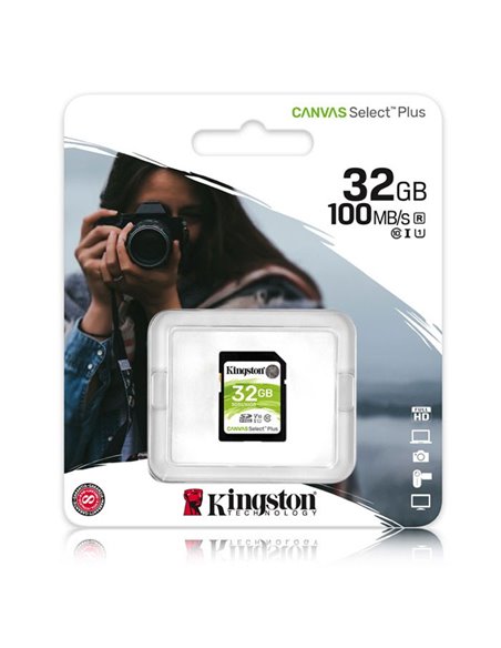 MEMORY CARD SECUR DIGITAL SD 32GB CLASSE 10 UHS-1 V10 CON VELOCITA' 100MB/s IN LETTURA SDS2/32GB KINGSTON BLISTER