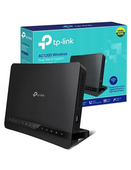 MODEM ROUTER FR ADSL2 + VDSL2 (FIBRA) WI-FI DUAL BAND AC1200 300Mbps CON SUPPORTO VOIP E 1 PORTA LAN GIGABIT VR1200v TP-LINK