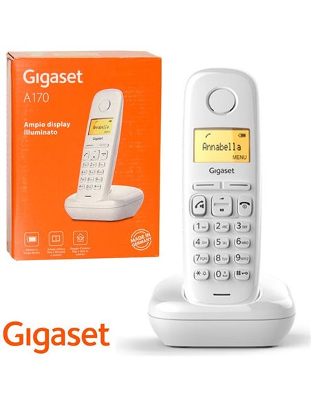 CORDLESS CON DISPLAY IDENTIFICATIVO CHIAMANTE E CRONOLOGIA CHIAMATE BIANCO A170 GIGASET