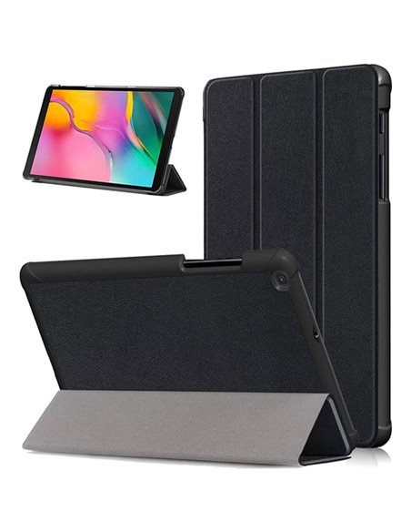 CUSTODIA per SAMSUNG GALAXY TAB A (2019, 10.1') SM-T510, SM-T515 - FLIP ORIZZONTALE SIMILPELLE CON STAND COLORE NERO