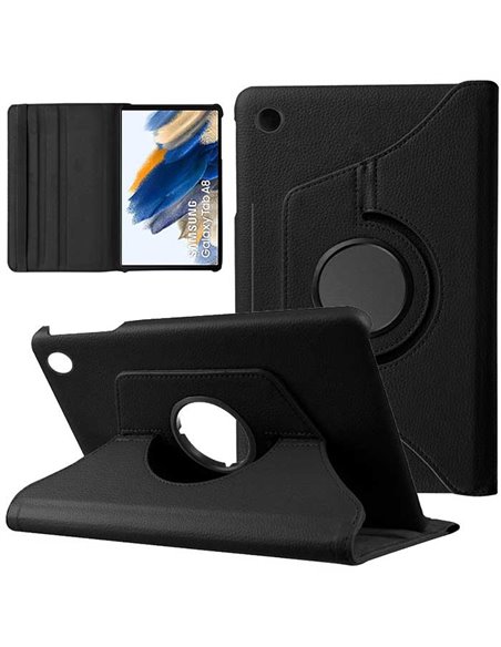 CUSTODIA per SAMSUNG GALAXY TAB A8 (X200, X205) - BOOK IN SIMILPELLE GIREVOLE CON STAND E CHIUSURA CON ELASTICO COLORE NERO