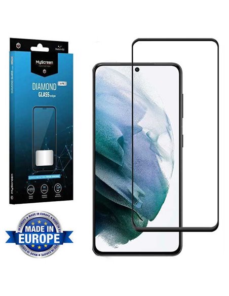 PELLICOLA per SAMSUNG GALAXY S21 FE 5G (SM-G990B) - VETRO TEMPERATO FULL FACE 9H - FULL GLUE CORNICE NERA MYSCREEN DIAMOND LITE