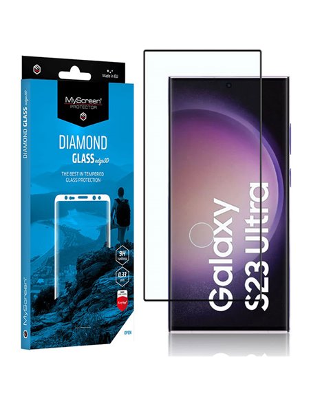 PELLICOLA per SAMSUNG GALAXY S23 ULTRA (SM-G918) - VETRO TEMPERATO FULL FACE 3D 9H 0,33mm CON CORNICE COLORE NERO MYSCREEN