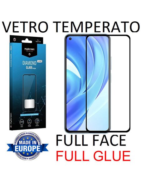 PELLICOLA per XIAOMI MI 11 LITE 5G, MI 11 LITE 4G, 11 LITE 5G NE - VETRO FULL FACE 9H 0,33mm - FULL GLUE CORNICE NERA MYSCREEN D