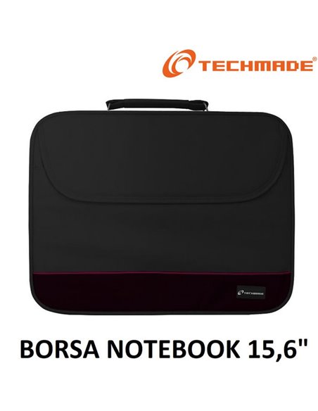 BORSA PER NOTEBOOK FINO A 15,6' CON TASCA ESTERNA E TRACOLLA REGOLABILE COLORE NERO NH-1001-BK TECHMADE