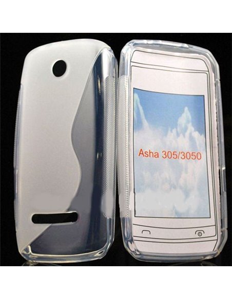 CUSTODIA GEL TPU SILICONE DOUBLE per NOKIA ASHA 305 COLORE BIANCO