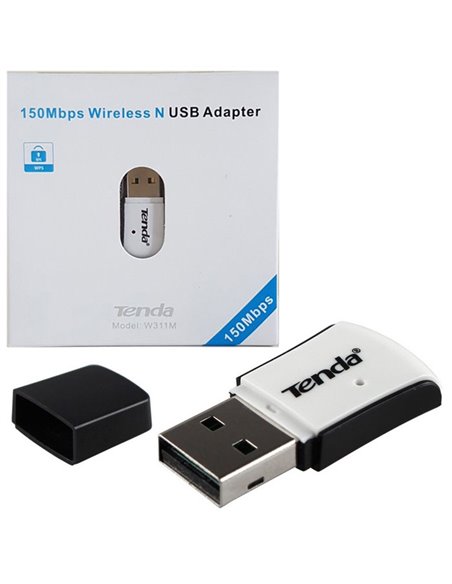 CHIAVETTA USB 2.0 WIRELESS 150 Mbps TENDA W311M CON CAPPUCCIO DI PROTEZIONE COLORE BIANCO E NERO BLISTER