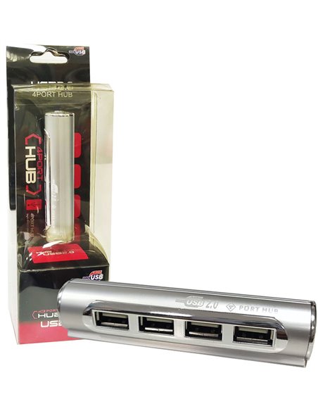 HUB 4 PORTE USB 2.0 CON VELOCITA' DI TRASFERIMENTO FINO A 480Mbps - plug&play - IN ALLUMINIO HUB003