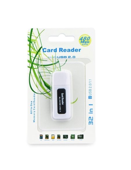 LETTORE DI MEMORIE USB 2.0 15 IN 1 - SDHC/SD, MMC, RS-MMC, Mini-SD, Micro SD, TF, XD, MS, MS DUO, MS PRO DUO COLORE BIANCO E NER