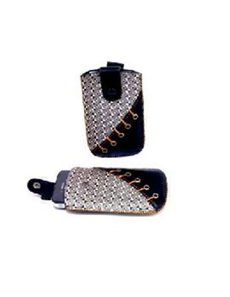 CUSTODIA IN PELLE A SACCHETTO NERA-ARGENTO IPHONE 4, 4S