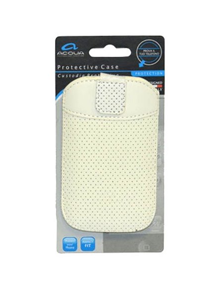 CUSTODIA SACCHETTO IN PELLE per APPLE IPHONE 3G, 3GS, 4, 4S COLORE BIANCO SERIE WEMBLEY MARCHIO ACQUA