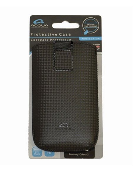 CUSTODIA A SACCHETTO IN PELLE per SAMSUNG I9100 GALAXY S2, I9105 GALAXY S2 PLUS COLORE NERO SERIE CARBON MARCHIO ACQUA