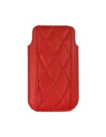 CUSTODIA IN PELLE A SACCHETTO FANTASIA ROMBI IPHONE 4, 4S COLORE ROSSO