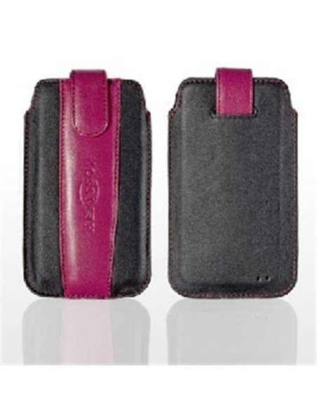 CUSTODIA A SACCHETTO IN PELLE per SAMSUNG N7000 NOTE, I9220 E MODELLI SIMILARI COLORE NERO E ROSA MODELLO ROGER