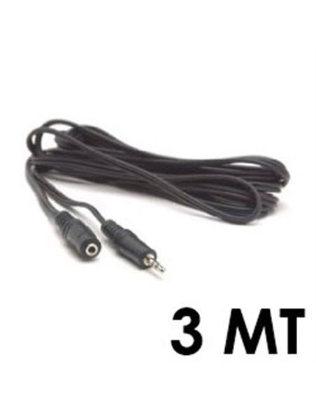 PROLUNGA AUDIO STEREO JACK 3,5mm MASCHIO / 3,5mm FEMMINA - LUNGHEZZA 3 METRI COLORE NERO (MF35-3M)