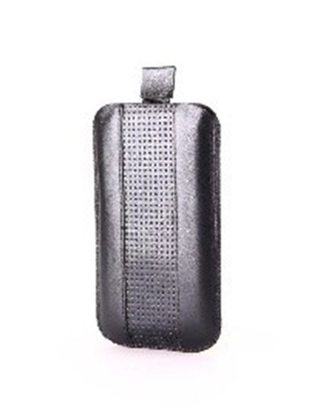 CUSTODIA IN VERA PELLE A SACCHETTO INDIGO CASE MISURA MEDIUM  APPLE IPHONE 3GS, IPHONE 4, 4s e modelli similari COLORE NERO