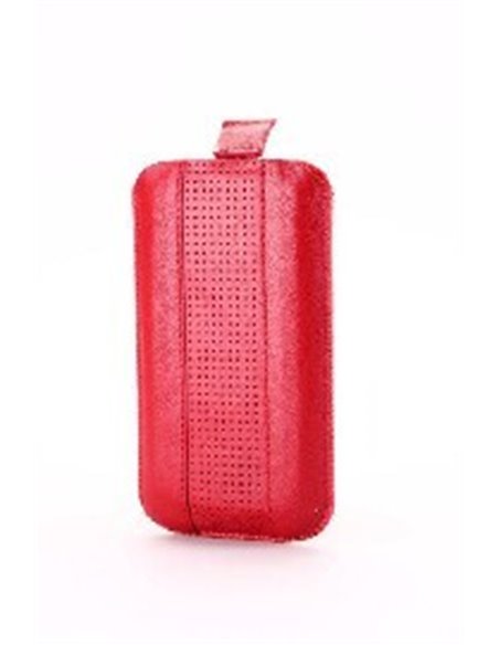 CUSTODIA IN VERA PELLE A SACCHETTO INDIGO CASE MISURA MEDIUM  APPLE IPHONE 3GS, IPHONE 4, 4s e modelli similari COLORE ROSSO