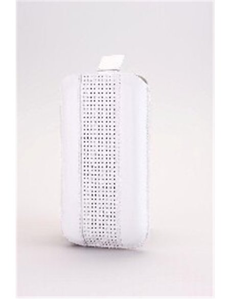 CUSTODIA IN VERA PELLE A SACCHETTO INDIGO CASE MISURA MEDIUM  APPLE IPHONE 3GS, IPHONE 4, 4s e modelli similari COLORE BIANCO