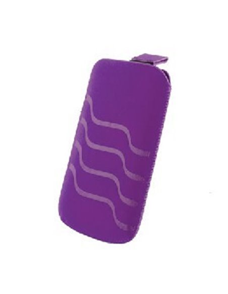 CUSTODIA A SACCHETTO IN TESSUTO per APPLE IPHONE 4, 4S E MODELLI SIMILARI FANTASIA WAVE COLORE VIOLA