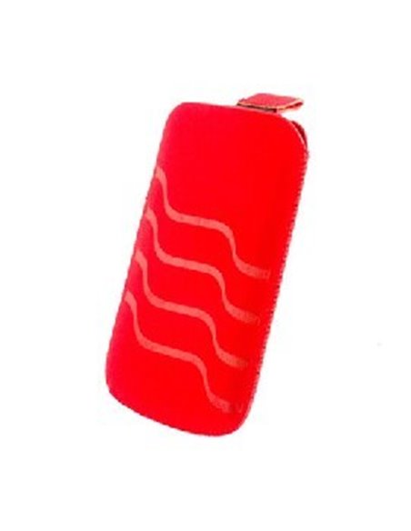 CUSTODIA A SACCHETTO IN TESSUTO per SAMSUNG S5230 STAR, S5233 E MODELLI SIMILARI FANTASIA WAVE COLORE ROSSO