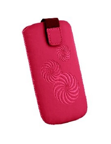 CUSTODIA A SACCHETTO IN TESSUTO per APPLE IPHONE 4, 4s E MODELLI SIMILARI FANTASIA SPIRALE COLORE ROSA