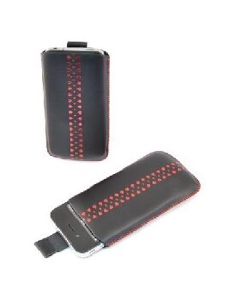 CUSTODIA A SACCHETTO IN PVC per APPLE IPHONE 3G, 3GS, 4, 4S E MODELLI SIMILARI COLORE NERO CON FANTASIA ROSSA